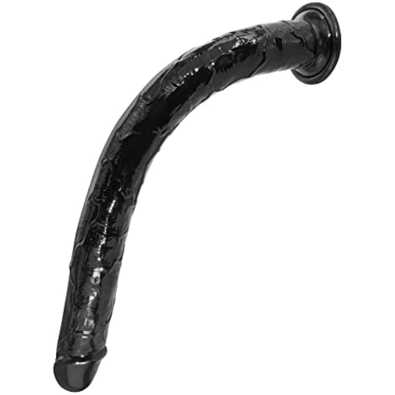 17.9 Inch Extra Super Long Realistic Dildo For Deepest Sex, No-Balls Black Anal Dildo With Strong Suction Cup, Soft Flexible Strap On Dildo Penis Anal Plug Sex Toys For Women Men Gay