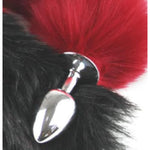 Fox Tail Anal Plugs Sexy Cat Dog Tail Cosplay Anal Plug Animal Fluffy Tail Anal Butt Plug Adult Erotic Sex Anus Flirting Sex Toys (Black And Red)