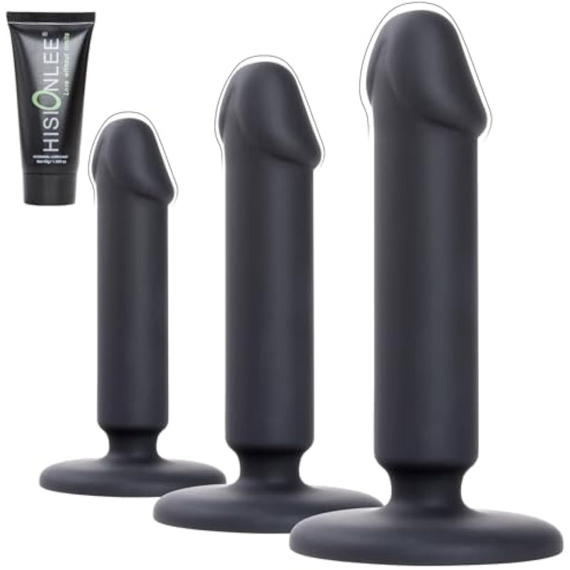 Anal Plug Pack Of 3 Anal Toys, Butt Plug Trainer Kit For Men Women For Beginners, Advanced Users, Silicone Black Anal Dildo Training Kit Sex Toys For Couples