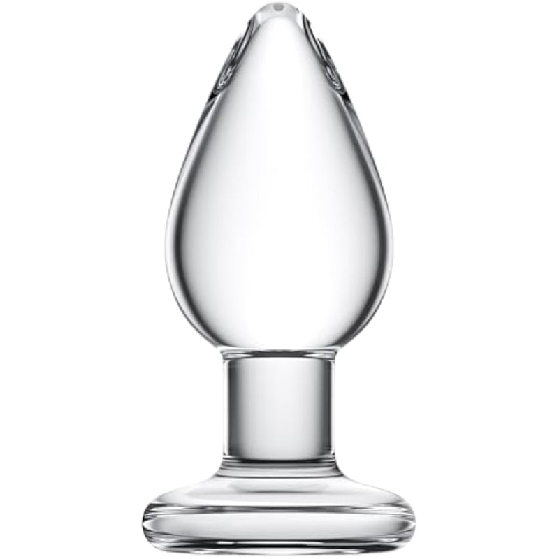 Glass Anal Butt Plug Glass Trainer With Large Base - Glass Ball 1.57 Inch Diameter Butt Plug - Clear Anal Toys G Spot Stimulation Prostate Massager For Men Women Beginner