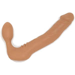 More Strapless Strap-On, Harness-Free Silicone Double Dildo (Without Vibrator) Extra Large Size: 6-3/4" X 1-5/8" Cocoa Tan