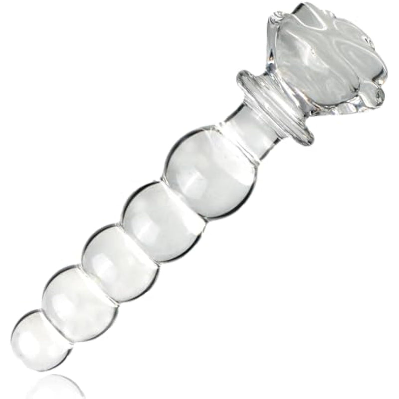 Crystal Anal Bead Glass Butt Plug - Clear Glass Anal Plug With Gradual Large Anus Beads, Transparent Anal Dildo Butt Plug Vaginal Prostate Massage Stimulation Anal Sex Toy For Men Women Couple (L)