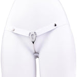 Flat Chastity Cage With Anti-Off Adjustable Auxiliary Belt Sissy Fake Women Cock Cages Inverted Chasity Device Sm Fetish Bondage Sex Toys For Men (White,3231+Belt)