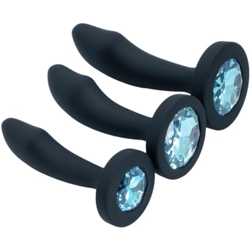 Anal Plugs Silicone Butt Plug, 3Pcs Sex Toy Aanl Training Kit With Jewelry Base,G Spot Anal Sex Toys Adult Toy For Beginner, Couples, Adult Sex Toys & Games(Black)