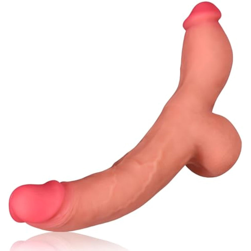 Silicone Double Sided Dildo Strapless Strap-On Dildo With Vivid Glans Realistic Double-Ended Dildo Adult Sex Toy For Lesbian Gay Couple (L)