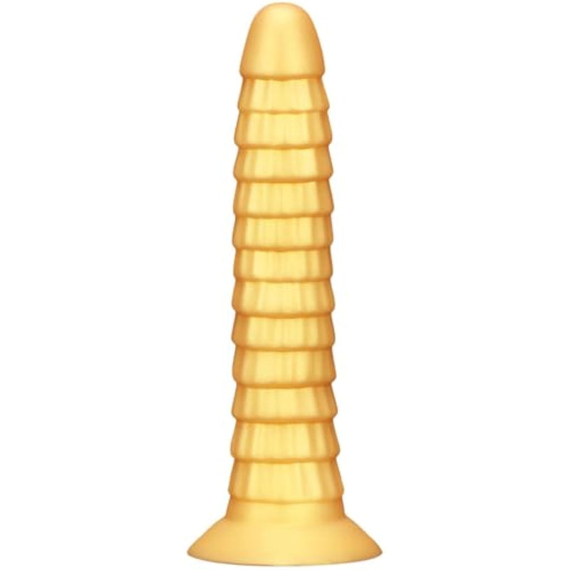 10.23 Inch Gold Color Anal Plug G Spot Dildo With Suction Cup Base, Reusable Prostate Massager With Textures Adult Sex Toy For Men Women