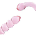 Glass Pleasure Wand, Bent Graduate Crystal Dildo Double Ended Anal Beads Butt Plug For G-Spot Stimulation