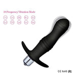 Silicone Anal Plug with 10 Vibration Modes and Graduated Design for Men and Women