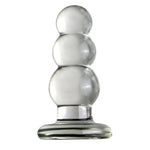 Glass Penis Pleasure Wand Anal Plug,Crystal Glass Anal Plug Transparent Anal Beads With Round Base G Spot Stimulation Massager Pleasure Wand Penis Masturbation Anal Sex Toys For Men Women(S)