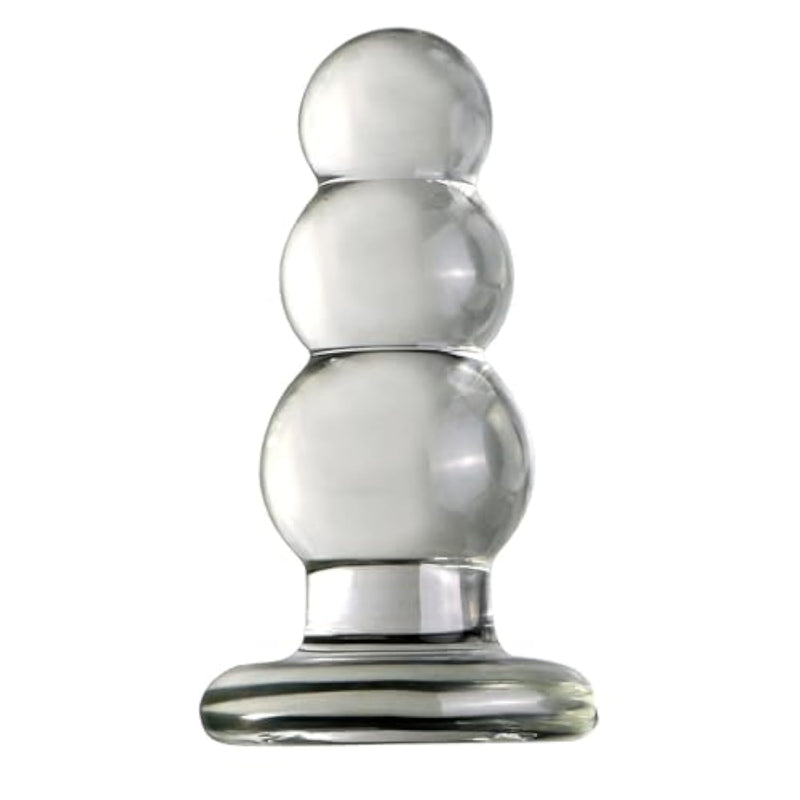 Glass Penis Pleasure Wand Anal Plug,Crystal Glass Anal Plug Transparent Anal Beads With Round Base G Spot Stimulation Massager Pleasure Wand Penis Masturbation Anal Sex Toys For Men Women(S)