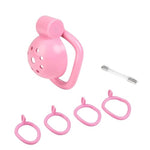 Pink Chastity Cage Male Flat Chastity Devices Lock Design Small Chastity Cage Male Penis Cage Cock Cage Bdsm Toys For Couples Sex 680 (Pink,Silicone Tube)