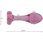 Flower Base Small Pink Glass Anal Plug Mini Crystal Butt Plug Sex Pleasure Wand Adult Sex Toy For Beginner Starter