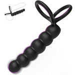 Vibrating Anal Beads With Penis Ring For Men - Double Penetration Dildo Vibrator,Strap On Anal Dildo With Vibrating Cock Ring,Anal Trainer Male Sex Toy & Butt Plug For Couples,Adult Sex Toys & Games
