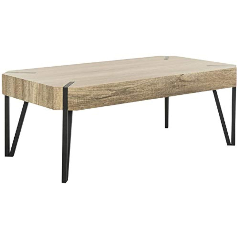 Home Liann Rustic Multi Brown And Black Glass Leg Coffee Table