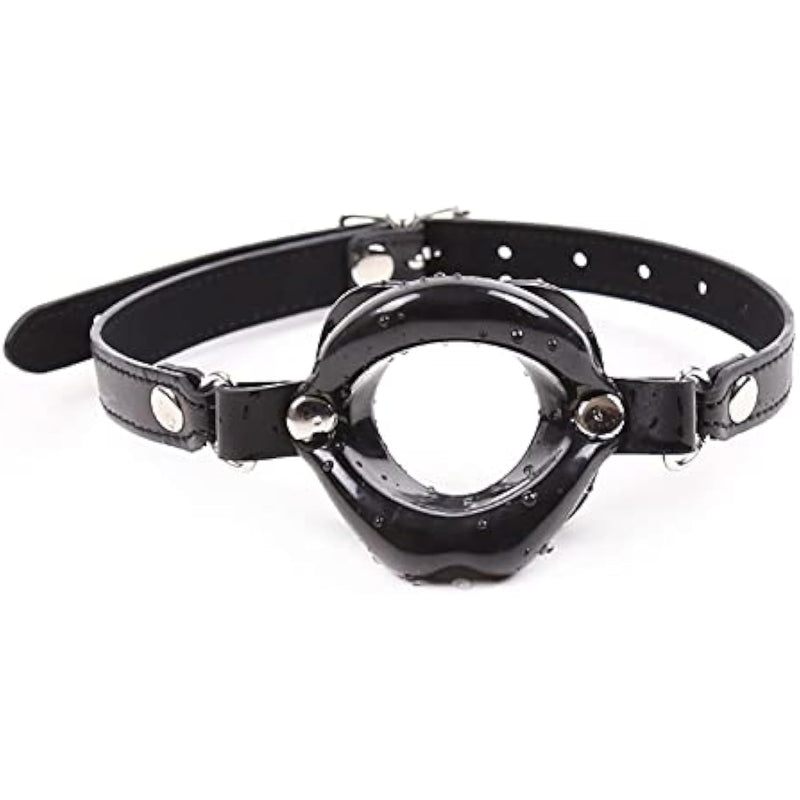 Open Mouth Gag Black Lips Shaped Opening O Ring Mouth Gag Silicone Opening Gag Sex Toys Mouth Gags For Adult Play Bondage Leather Strap Lips Ring Open Gag For Couples Toys Mouth Gag Games