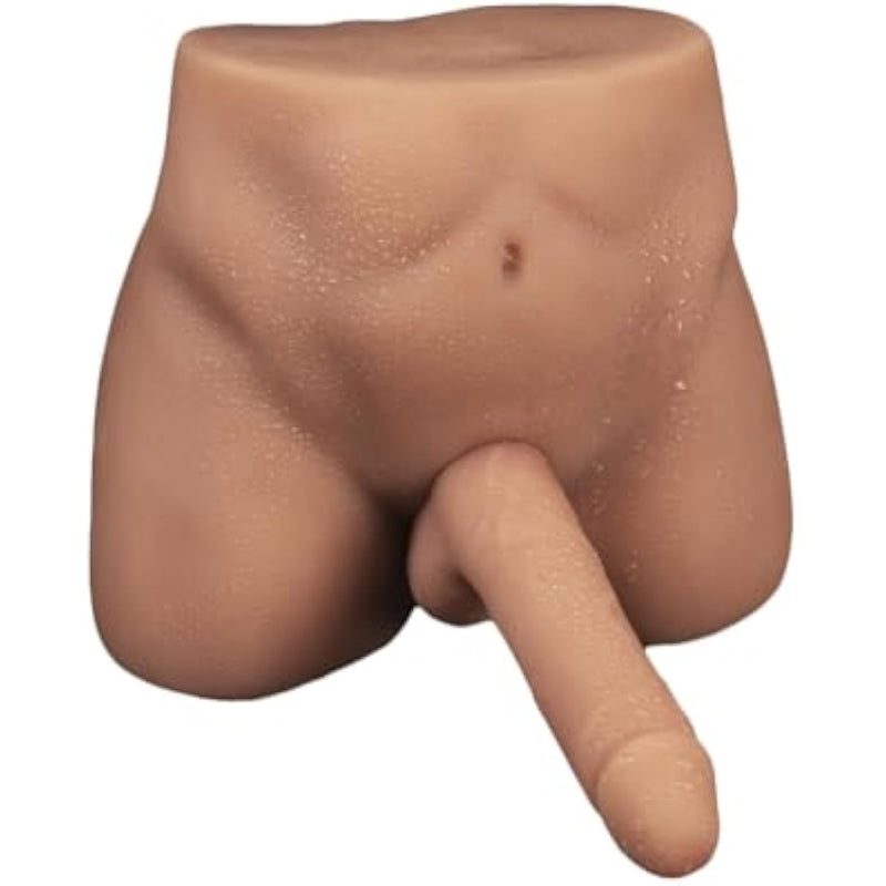 Realistic Male Sex Doll With Black Dildo For Women, Premium Torso Sex Doll For Men With Tight Anal Hole, Unisex Masturbator Sex Toys For Men Gay Couples (16.53Lb Brown)