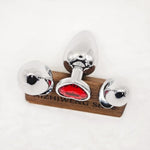 Metal Anal Plug Set, 3Pcs - Sex Toys For Adults, Premium Adult Toys, Durable Anal Toys For Beginners To Advanced Users (Red)