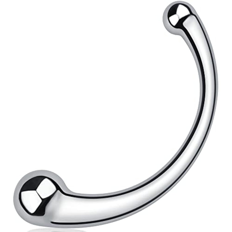 7.8Inch Stainless Steel Wand Double-Ended Dildo Anal Plug Sex Toy With Different Size Curved Ends For Men Women Couples G-Spot Stimulation Prostate Massager