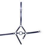 Leather Mouth Gag with Adjustable Head Harness for BDSM Bondage Play
