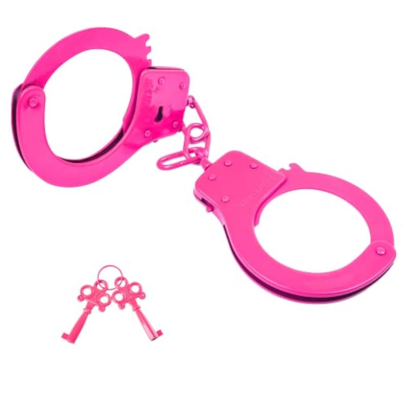 Handcuffs Double Lock Steel Police Edition Professional Grade Handcuffs,Hand Cuffs Cop With Keys (Pink)
