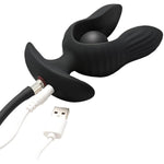 Dark Pearl Inflatable Vibrating Butt Plug For Beginners, Men, Women, & Couples. Dual Motors And Premium Silicone. Slow Release Valve And Removable Hose. 2 Pieces, Black.