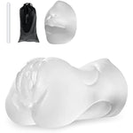 3 In 1 Pocket Pussy Male Masturbator & Drying Stick&Waterproof Storage Bag, Double-Ended Male Sex Toy Mouth Tongue Textured Vagina & Tight Anus For Men Masturbation (Transparent)