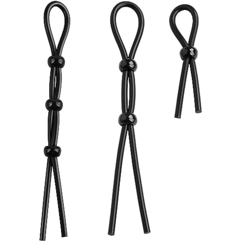 Adjustable Cock Ring Set Male Sex Toy 3Pcs Silicone Penis Rings Rope For Delayed Ejaculation Harder Erection Bdsm Sex Toys For Penis Bondage Couple Sex