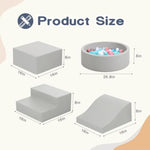 Foam Climbing Blocks For Toddler: With 4-Piece Pu Leather Climbing Toys And A Ball Pit - Foam Ball Pit For Toddlers - Climbing Toys Indoor For Kids Crawling