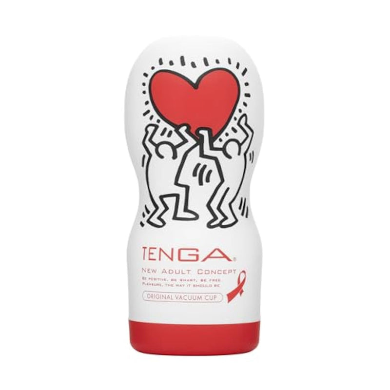 TENGA × Keith Haring Collaboration Original Pre-Lubricated Disposable, One Time Use, Male Masturbator Vacuum Cup with Powerful Suction, White
