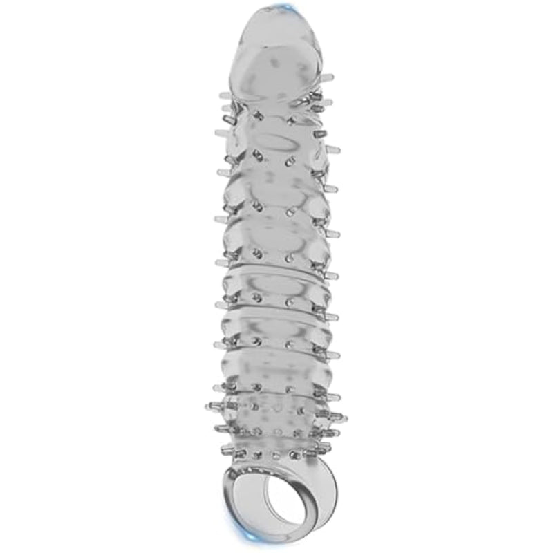 Penis Extender Realistic Textured,Ultra-Soft Thickened Clear Cock Sleeve Reusable Pennis Enlarger Condom Sex Toys For Men & Couple (White)