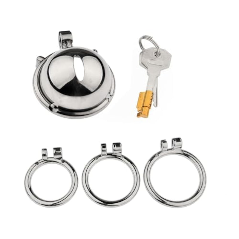 Male Chastity Cage Small Chastity Devices Metal Chastity Devices Sissy Steel Penis Cage Cock For Men (B)