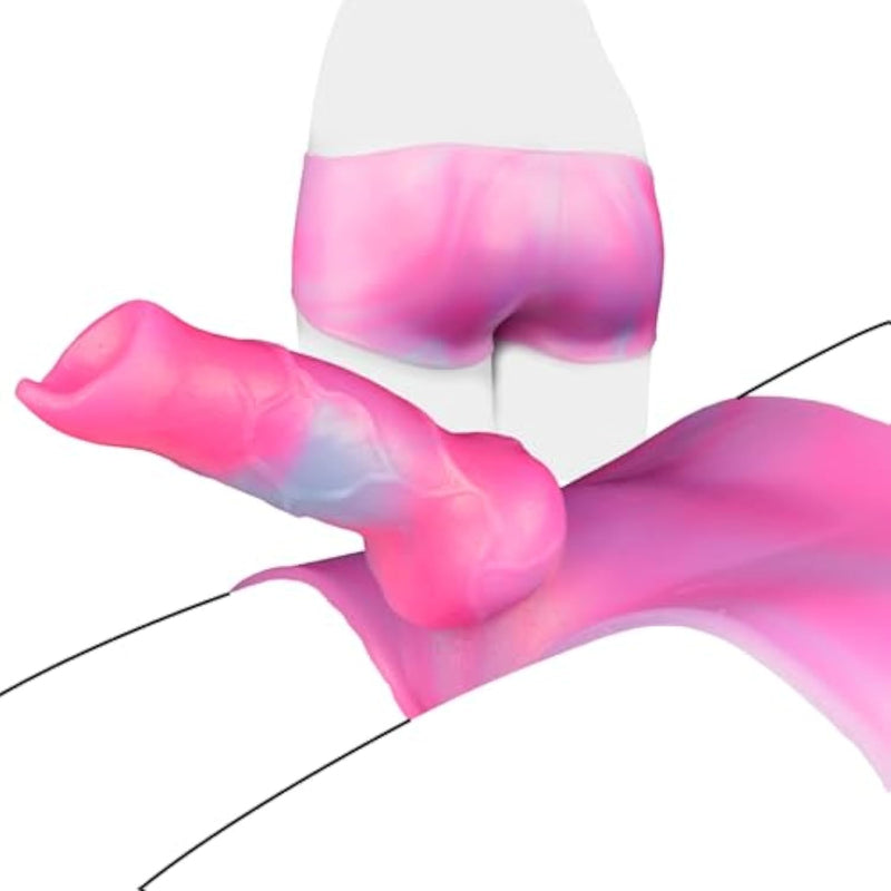 7Inch Strap On Dildo Harness Solid Realistic Wolf Penis Sleeve For Women Beginners, Pink Elastic Silicone Strapon Wearable Dildo Sex Toys For Lesbian Adult Play (C-Lt09)