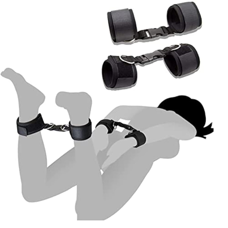 Bdsm Restraints Sets Black Handcuffs And Ankle Cuffs Adjustable Leg Wrist Cuffs Kit Velcro Stuffed Cuffs Fetish Bondage Sex Toys For Adult Beginner Couples Roleplay Sm Game