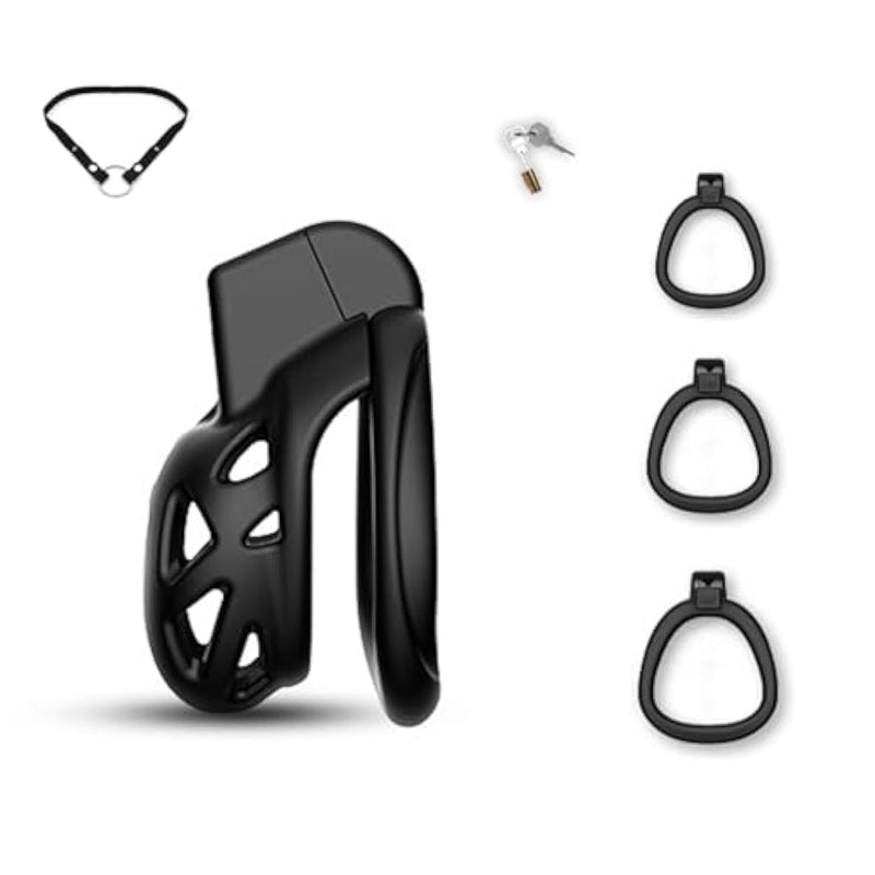 3D Ventilation Chastity Cage Lock Set With Three Wider Rings And Belt Small Lightweight Cock Cage With Urinal Men Penis Sm Bondage Sex Toys Device For Adult (Xs)