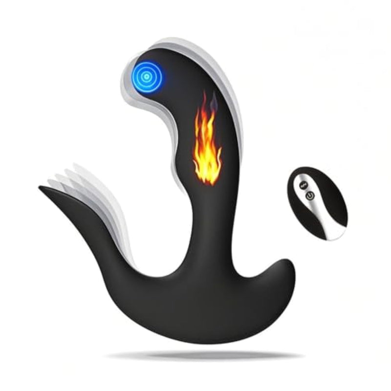 Prostate Massage Vibrator with Remote Control and Heating for Men, Women, and Couples - Black