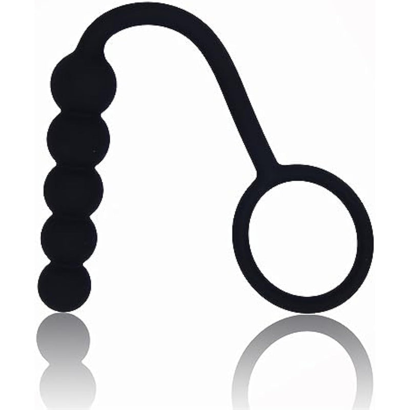 Black Silicone Pull Ring Five Pull Beads Anal Plug For Anal Training
