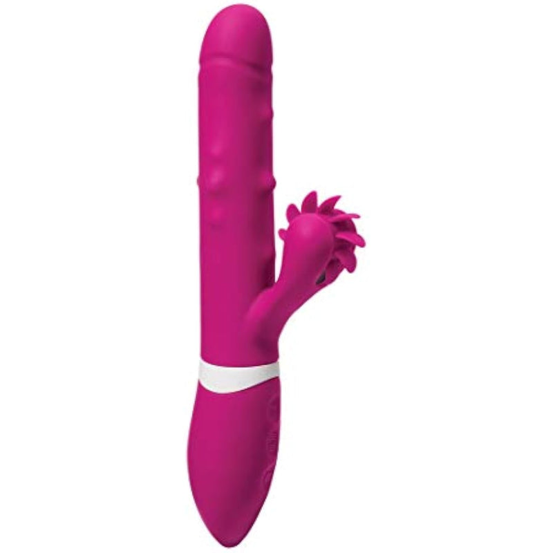 Doc Johnson iVibe Select - iRoll - Silicone Rabbit-Style Vibrator - Pleasure Beads Along Shaft Move Up-and-Down, Clit-Stimulating Wheel of Rotating Silicone "Tongues", Pink