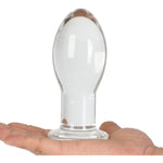 Huge Head Long Neck Glass Butt Plug, Clear (Medium)