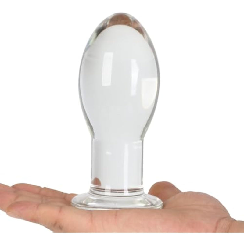 Huge Head Long Neck Glass Butt Plug, Clear (Medium)