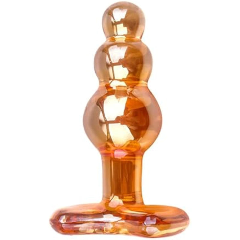 Glass Anal Beads Prostate Massager P-Spot Stimulation Anal Trainer Sex Toys,Glass Big Size Butt Plug With Graduated Beads Crystal Butt Plug Personal Massage For Men Women(Brown)