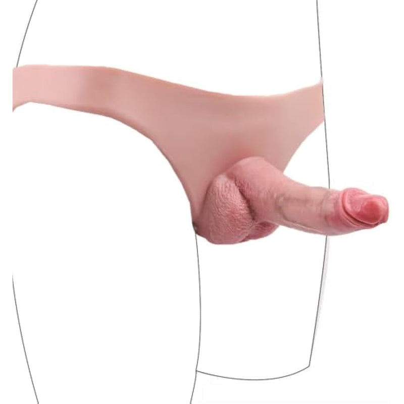Unique Liquid Silicone Made Soft Hollow Sleeve Dildo Panties Wearable Dildo Strap On Lifelike Realistic Medium Size For The Couple
