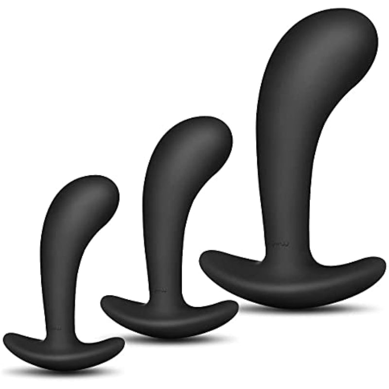 Butt Plug Trainer Kit For Comfortable Long-Term Wear, Pack Of 3 Silicone Anal Plugs Training Set With Flared Base Prostate Sex Toys For Beginners Advanced Users