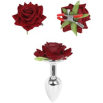Anal Plugs With Roses Stainless Steel Butt Plugs For Prostate And G-Spot Massage Adjustable Nipple Clips For Women Sm Adult Sex Toys (S)