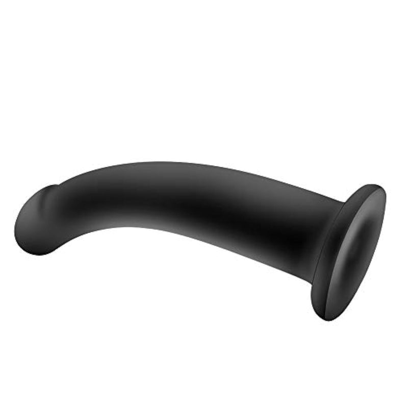 Men Women Silicone Beginner Strap On Harness Dildo Curved Smooth Anus Butt Vagina G-Spot Plug Suction Cup Sex Toy Flare End Penis Wearable Couple Pegging Willy Lesbian Size L