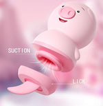 2 in 1 Pink Mini Cute Pig Shape Clitoral Vibrator with 10 Lick and Suction Modes, Silicone Rechargeable Nipple Vibrator Adult Sex Toy for Women
