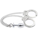 Anal Plug With Butt Plug Trainer Long Chain Handcuffs Stainless Steel Sm Bed Restraint Set Sex Toys +Fetish Blindfold Couple Flirt For Unisex