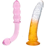 Bent Pleasure Wand G-Spot Dildo Transparent Anal Butt Plug For Men Women