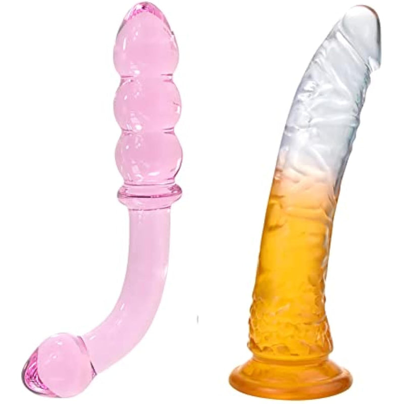 Bent Pleasure Wand G-Spot Dildo Transparent Anal Butt Plug For Men Women