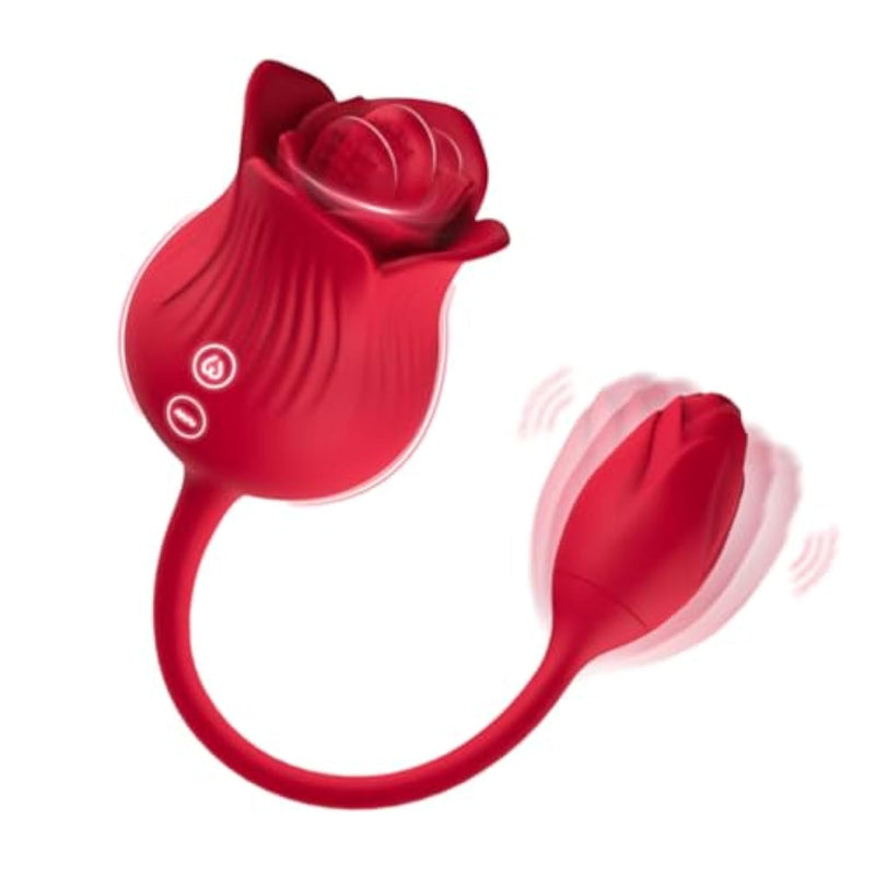 Rose Sex Toy, Tongue Licking & Vibrating Dildos, Dual Motor Clitoral & G-Spot Stimulator With 9 Licking/Vibration Modes, Sexual Pleasure Tools For Women, Female Adult Sex Toys