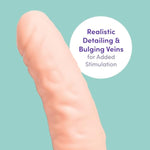 Perfect Partner Vibrating Strap On Dildo - 8 Inch Realistic Strap On For Pegging - Thick Elastic Waistband Holds Wired Remote Control - 3 Speeds & 7 Vibration Patterns - Flesh Pink